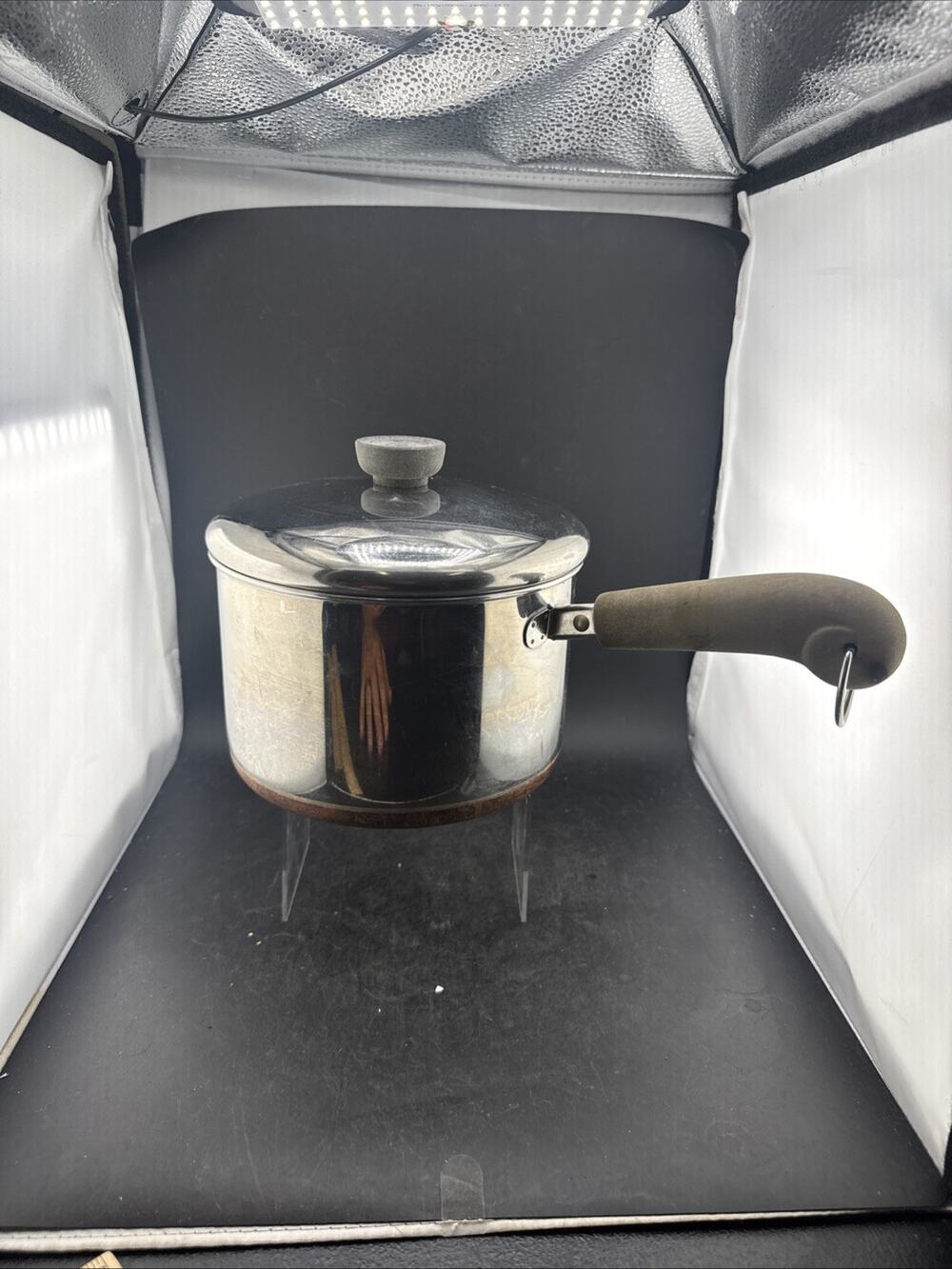 Vtg Revere Ware 3 Qt Saucepan Pot Lid Copper Clad Bottom 1801 Clinton IL 1992
